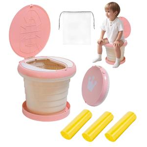 SunnySmile portable, foldable potty seat for toddler, Training Toilet Seat Emergency Toilet for Car, Camping, Outdoor, indoor (pink, large)