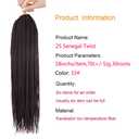 6Packs 14" 18" 24" Senegalese Twist Crochet Hair Braids Small Havana Mambo Twist Crochet Braiding Hair 2S Senegalese Twists Hairstyles For Black Women 30strands/pack 24 colors (18 inches, 33)