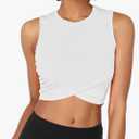 Sanutch Yoga Crop Tops Dance Tops Fitted Workout Crop Tops Yoga Tank Tops Athletic Sports Shirts for Women, M