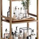 HITNET Bamboo Book Shelf, Tall Narrow Bookcase, Bathroom Shelving Unit 5 Tier Floor Standing Adjustable Bookshelf for Small Spaces, Walnut