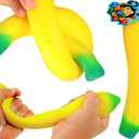 JA-RU Stretchy Banana Toys (1 Banana) Super Squishy Fidget Toy for Kids & Adult. Sand-Filled Rubber Banana Toy. Stress & Anxiety Relief Autism Sensory Toys. Stretchy Fruit Bulk Party Favor 3340-1-p