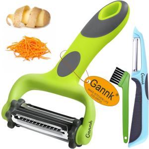 GANNK Potato Apple Vegetable Peelers for Kitchen, I and Y Peelers for Fruit Veggie Potatoes Carrot Cucumber, 3 in 1 Blade Spin Design With Julienne Function
