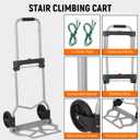 Folding Hand Truck, 180 Lbs Capacity Heavy Duty Portable Dolly Cart, Steel Trolley with Bungee Cord, Telescopic Handle and Rubber Wheels for Moving Shopping Travel Office Use