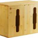 2-in-1 Bamboo Plastic Bag Holder and Trash Dispenser Large Capacity Storage for Kitchen Cabinet, Under Sink Storage, Pantry Organizers, Laundry Room Organization, Kitchen Must Haves 2025