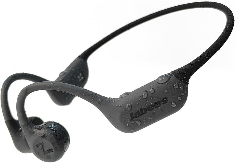 Jabees 7Seven Wireless Bone Conduction Headphones, IP68 Waterproof Swimming Headphones with 32GB MP3 Player, Bluetooth 6.0, Open Ear Sports Headphones for Running, Cycling, Workout