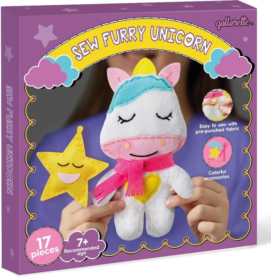 Fur Sewing Kit for Children, Sew Your Own Unicorn Toy Kids' Craft Kit - Sewing Kit for Kids, Learn to Sew & Play
