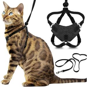 Houdini Escape Proof Cat Harness and Leash Set by OutdoorBengal Black, Medium Cat Harness for Walking