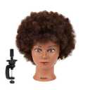 Morris Mannequin Head with 100% Human Hair - Curly Hair Training Head for Cosmetology, Hairdresser Practice, Styling, Braiding with Clamp Stand