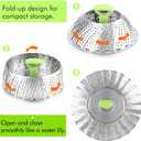 Consevisen Vegetable Steamer Basket for Cooking Food, Stainless Steel Veggie Steam Basket for Pot, Folding Expandable Steaming Insert with Extendable Handle Fits Various Size Pot, 5.1" to 9"