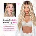 REECHO Clip in Hair Extensions, 4PCS Blonde Hair Extensions 24" Thick Long Beach Waves hair extensions HE003 Invisible Lace Weft Natural Soft Hairpieces for Women Ash Blonde with Highlights