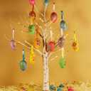 2 Pack Easter Birch Tree with Light, USB or Batteries Operated with Timer, Artificial Tree Light 24 inch with 36 Eggs Indoor Hanging Ornaments for Easter Party Decoration