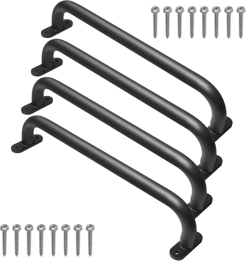 4 Pack 17 Inch Black Playground Equipment Handles Metal - Playset Slide Handles, Swing Sets Accessories Grab Bars, Kids Climbing Monkey Bar for Playhouse, Treehouse, Jungle Gym