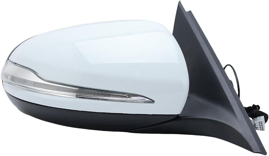W205 Side Mirror for 2015-2021 Mercedes Benz C Class C180 C260 C300,Mercedes Passenger Side Door Mirror with Electrical Folding/Blind Spot/Heated/LED Turning Signal Light/Memory/Puddle Lights (White)