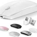 Normdecos Mouse for MacBook Wireless Bluetooth Mouse Laptop MacBook Air Mac Pro Rechargeable Silent PC iPad Optical Mice with Dual Mode Switch Bluetooth 5.2/3.0 and 2.4GHz USB Type-C Receiver White
