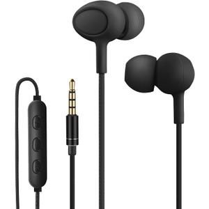 Sleep Headphones, Soft Earphones Wired for Sleeping, Sleep Earpbuds for Side Sleeping, in-Ear Headphones with Mic and Volume Control, Noise-Isolating, Travel, Relaxation (Black)
