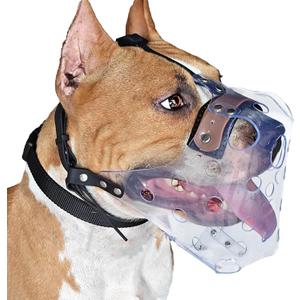 Mayerzon Pitbull Muzzle, Basket Muzzle for Large Dogs Rottweiler to Prevent Biting Chewing Scavenging, Breathable Dog Mouth Guard for Grooming Vet Visits that Allows Panting Drinking L