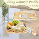 1 Set Baby Shower Prize for Game Winners Adults, Bridal Shower Prize for Guests, Small Cheese Board Gift Set with Wood Mini Charcuterie Board, Knives, Forks, Thank You Card & Gift Box