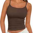 Trendy Queen Camisole Tops for Women 2025 Summer Crop Tank Top Square Neck Adjustable Spaghetti Strap Sleeveless Shirts, Size XL
