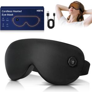 Heated Eye Mask for Dry Eyes- Warm Compress, Washable Electric Eye Heating pad for Sleep, Cordless Heat Mask for Chalazion & Stye Eye Treatment (Black)