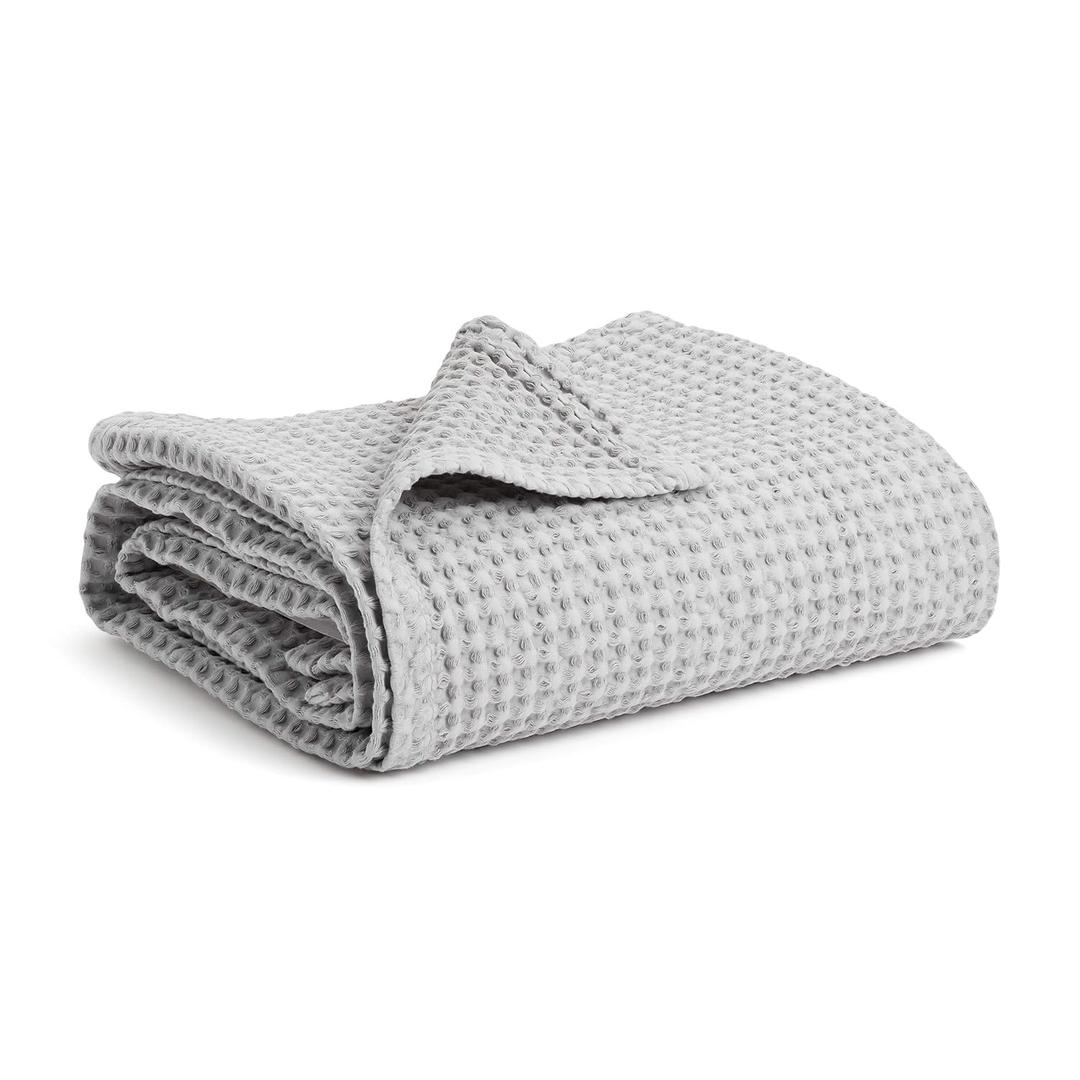 Simka Rose Cotton Soft Breathable Waffle Swaddle Blanket - Baby Receiving Blanket for Nursery, Stroller & Crib - Unisex Neutral 36x36 Inch (Grey)