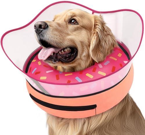 Supet Raised Inflatable Dog Cone Collar to Stop Licking, Soft Dog Cone Alternative After Surgery, Doggie Neck Donut Collar for Small Medium Large Dogs, XXL