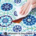 Smiry Rectangle Table Cloth Cover, Waterproof Elastic Fitted Picnic Tablecloth for 5 Foot Tables, Wipeable Flannel Backed Vinyl Tablecloths for Camping, Dining, Outdoor (Navy & Green, 30" x 60")