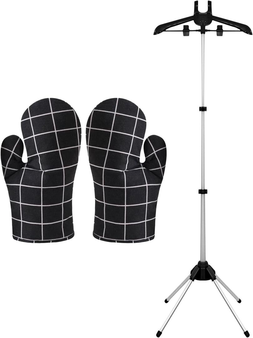 Garment Steamer Rack For Clothes With 1 Pair Ironing Gloves,Steamer Stand For Clothes,Steamer Hanger Stand