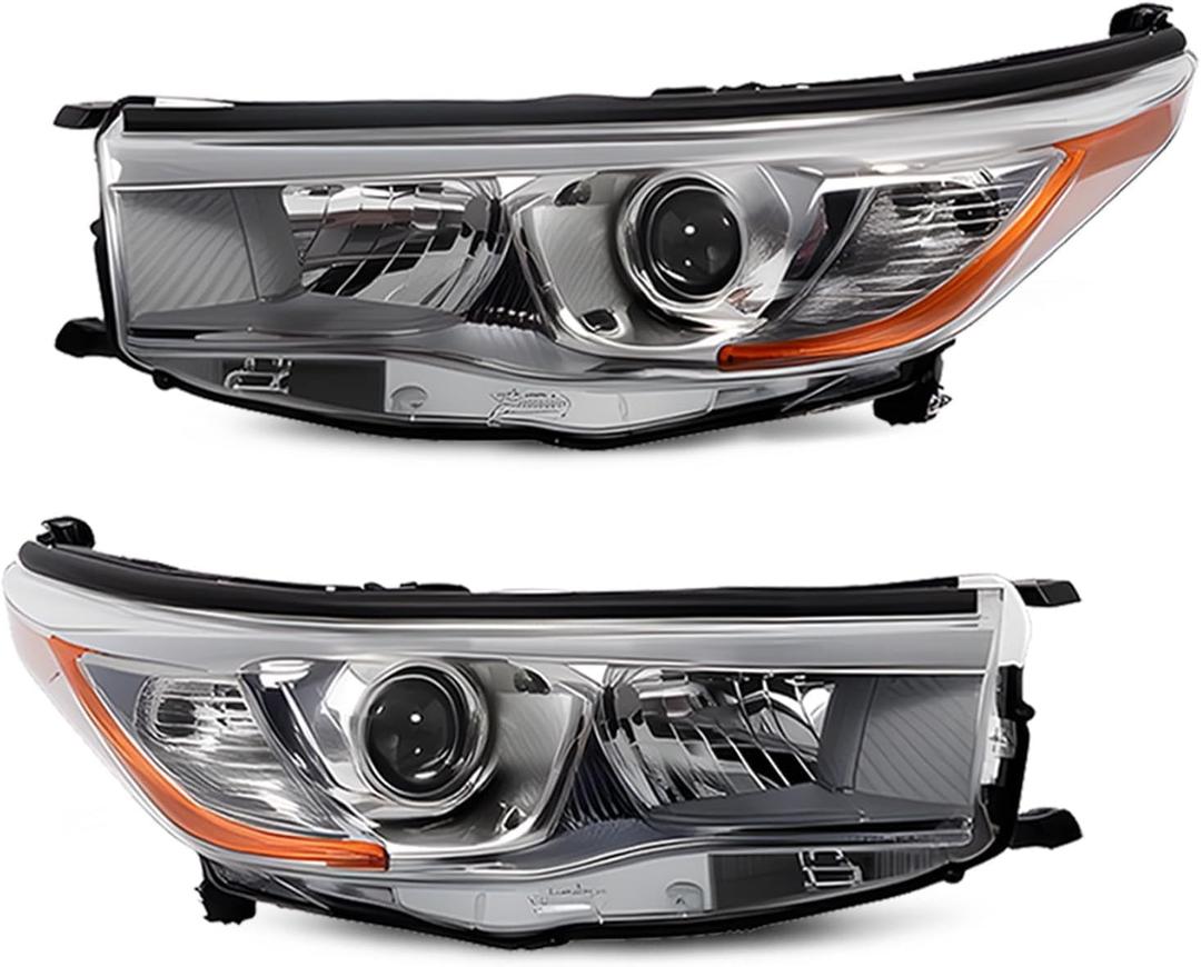 811500E250 811100E250 Halogen Headlight w/o Bulbs Compatible with 2014-2016 Highlander LE Plus/LE/Limited/XLE Driver & Passenger Side