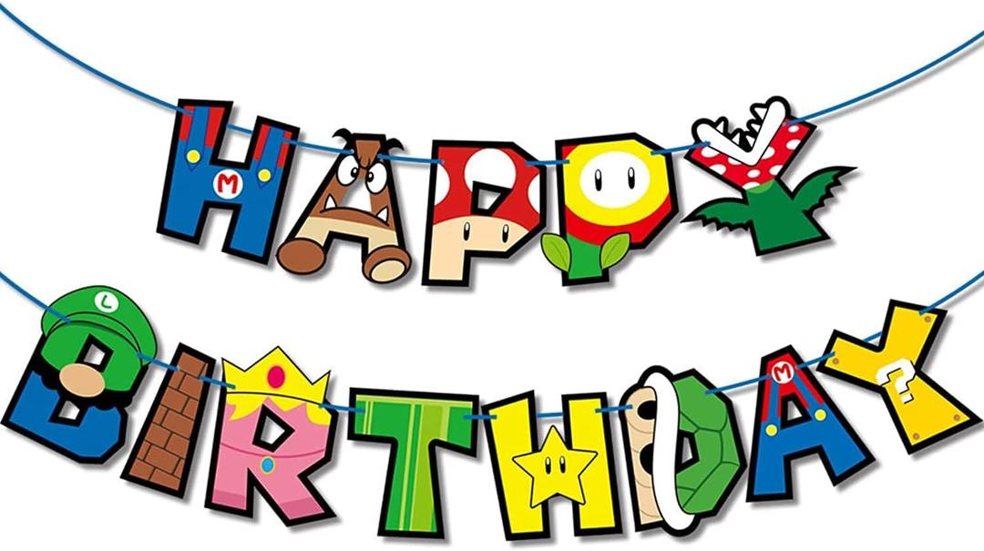 Animation Game Garland Birthday, Animation Film Happy Birthday Banner 13 Letters Birthday Garland for Children, Teenagers, Adults, Birthday Party Decorations
