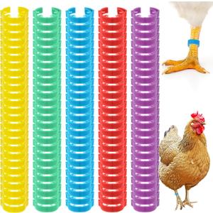 200 Pcs Adjustable Chicken Leg Rings, Colorful Numbered Chicken Identification Leg Bands Clip on Poultry Foot Rings Chicken Ankle Tags for Chicks Duck Bantam Guinea Pigeons Gamefowl