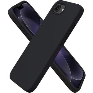 ORNARTO Compatible with iPhone 17e Case and for iPhone 16e Case 6.1", Liquid Silicone 3 Layers Full Covered Soft Gel Rubber Shockproof Cover, Protective Phone Cases for 16e & 17e-Black