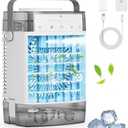 Portable Air Conditioners, 1000ml Portable Air Conditioner, 1600ml Portable AC Unit with 2/4/8 Hour Timer, Powerful 3 Speed 7 Color LED Evaporative Air Cooler (Grey 1)