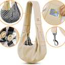 Tomkas Small Dog Sling Carrier - Zipper Pocket & Adjustable Strap & Zip Pocket - for 3-10 lbs Pets (Cream, M - Classic Pocket & Classic Strap)