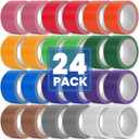 NUITPY 24 Pack Rainbow Colored Duct Tape, 12 Colors 10 Yards x 2 Inch Heavy Duty Duct Tape, Waterproof, Tear by Hand, No Residue Colorful Duct Tape for Packaging, Arts & Crafts, Marking and DIY