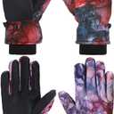 Honoson 2 Pairs Kids Snow Gloves Winter Waterproof Kids Ski Gloves Youth for Girls Boys Outdoor Toddler Snowboard Warm Clothe (2-4 Years, Classic Pattern)