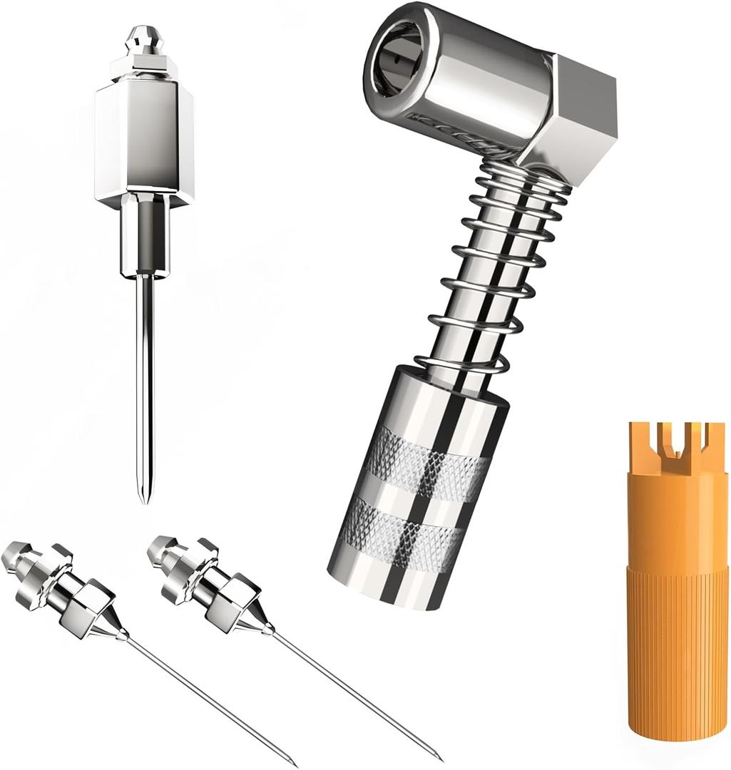 Grease Gun Coupler Needle Tip Kit: 5Pcs Grease Tube Hose Zerk Gun Fitting - 90 Degree Mini Grease Tool Locking Coupler Adapter for Lock N Lube Fittings - Small Quick Connect Grease Gun Nozzle