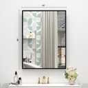 24" x 36" Black Framed Bathroom Mirror for Over Sink, Rectangular Beveled Framed Vanity Mirror, Right Angle Corner, HD Reflection, Horizontal or Vertical Mount