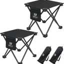 Opliy Camping Stool 2 Pack,13.5 Inch Portable Folding Stool for Outdoor Gardening and Beach Hiking Fishing,Foot Stool with Carry Bag (Black)