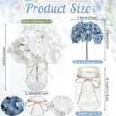 Mason Jars Flower Centerpieces, 10 Set Blue White Hydrangea Mason Jars Table Centerpieces Decor Glass Flowers Jars for Home Party Wedding Bridal Shower Graduation Boho Decorative