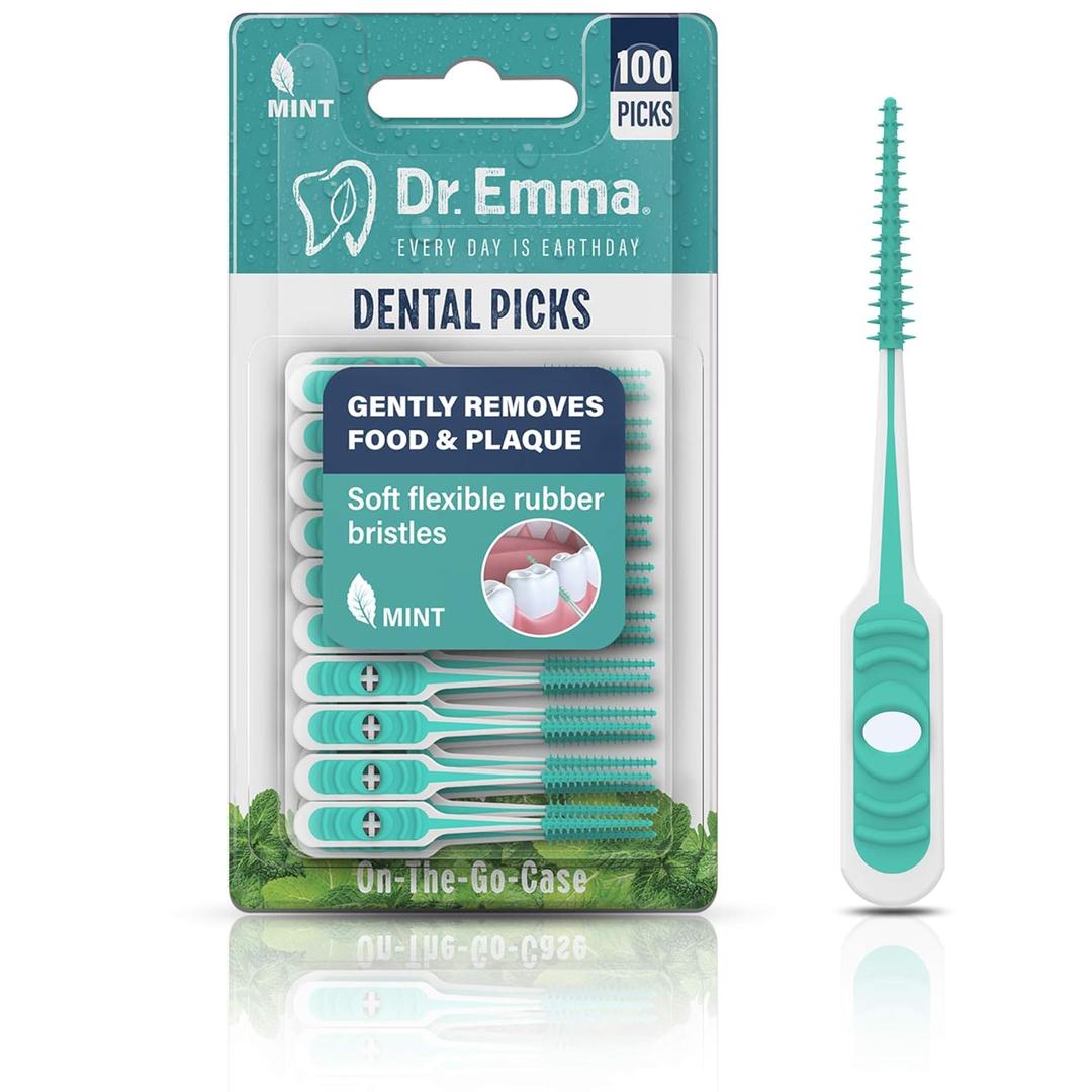 Dr. Emma Dental Picks Mint Brush Picks 100Ct/Pack, 1 Pack (200Ct)