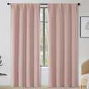 OWENIE Sally Blush Pink Blackout Curtains for Bedroom 72 Inch Length 2 Panels Set, Solid Thermal Insulated Room Darkening Rod Pocket Window Treatment Drapes, W40 x L72 Inch, Blush