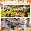 2 x Frienda Fall Thanksgiving Banners Plaid Pumpkin Burlap Banner Bunting Garland Pre-assembled Orange White Check Rustic Autumn Harvest Bunting Flag for Home Wall Mantel Fireplace Hanging Decor