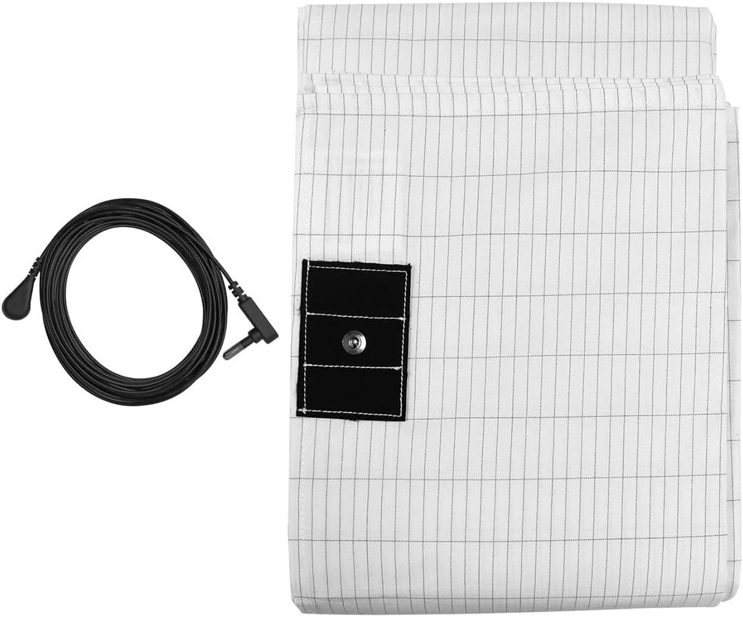 Grounding Sheet, Grounding Bed Sheets Earth Connected Grounding Flat Sheets for Better Sleep with Silver Fiber & Organic Cotton (90x35 inch) (Half, White)