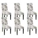 SHACOS Pattern Dining Chair Covers Stretch Kitchen Chair Covers Set of 6 Waterproof and Washable Spandex Protectors for Home Party Dining Room Chair Seat Covers (Flowers)