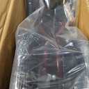 Medline Lightweight Foldable Transport Wheelchair with Handbrakes and 12-Inch Wheels, Red Frame, Black Upholstery