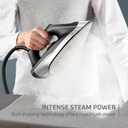 Rowenta Iron Steamer for Clothes Master Steam Station, Professional Steam Iron for Clothes with Stainless Steel Soleplate, 57 Oz, 400 Microsteam Holes, Built-In Pump, 1750 Watts, Black/Green, VR8338