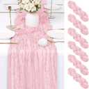 6 Pack Light Pink Cheesecloth Table Runner 17x108 Inch Semi Sheer Boho Gauze Cheese Cloth Fabric Table Runners Table Decor for Wedding Party Baby Shower Birthday Home Decor Garden Farmhouse