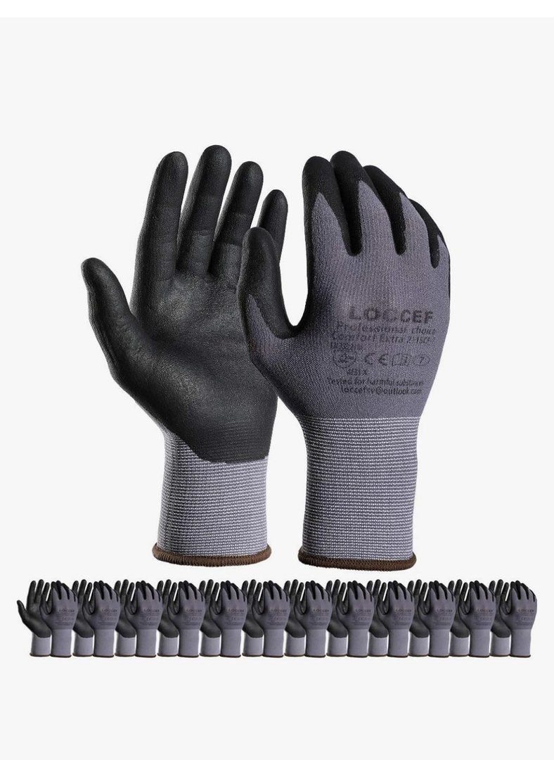 Safety Work Gloves MicroFoam Nitrile Coated-12 Pairs,Seamless Knit Nylon Gloves,Home Improvement,Micro-Foam Gloves, Size 12