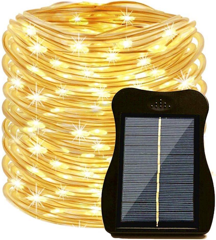 Solar Light Rope Outdoor Waterproof, 39ft 100 LED Solar Tube Fairy String Lights Copper Tube Wire String Lights for Indoor Garden Party Patio Lawn (Warm White)