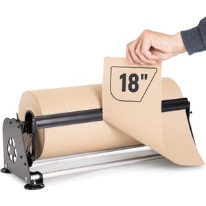18" Paper Roll Dispenser With a Cutter, Next Gen, Non-Slip Suction Cup Feet - Heavy-Duty Dispenser for Kraft, Freezer, Newsprint, Butcher Paper Rolls - Up to 10" in Diameter, Safe Rod Holder